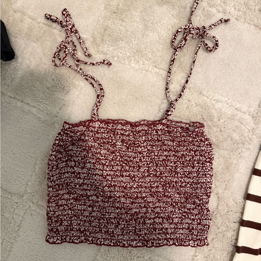 Windsor Burgundy and White Knit Camisole
